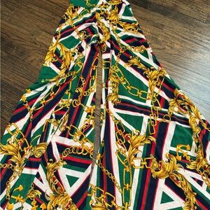 Julian Chang Vibrant Chain Print Wide Leg Jumpsuit